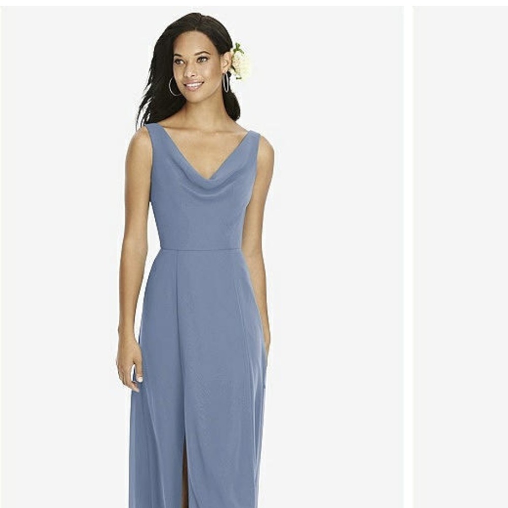 Bella Social Bridesmaids Social Cowl Neck Sleeveless Maxi Dress in Larkspur Blue